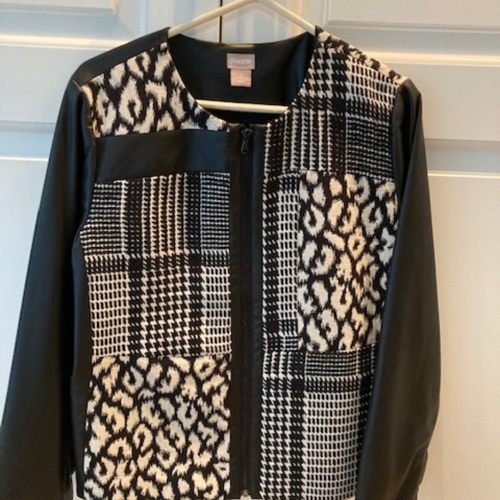 Chico's Faux Leather/Patchwork Jacket - image 2